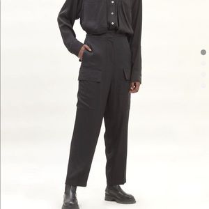 Satin Tailored cargo trousers in Black